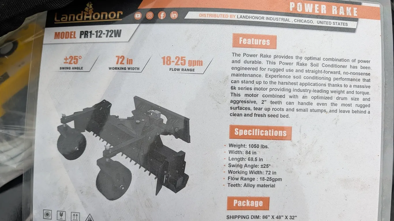 UNUSED LANDHONOR POWER RAKE PR1-12-72W