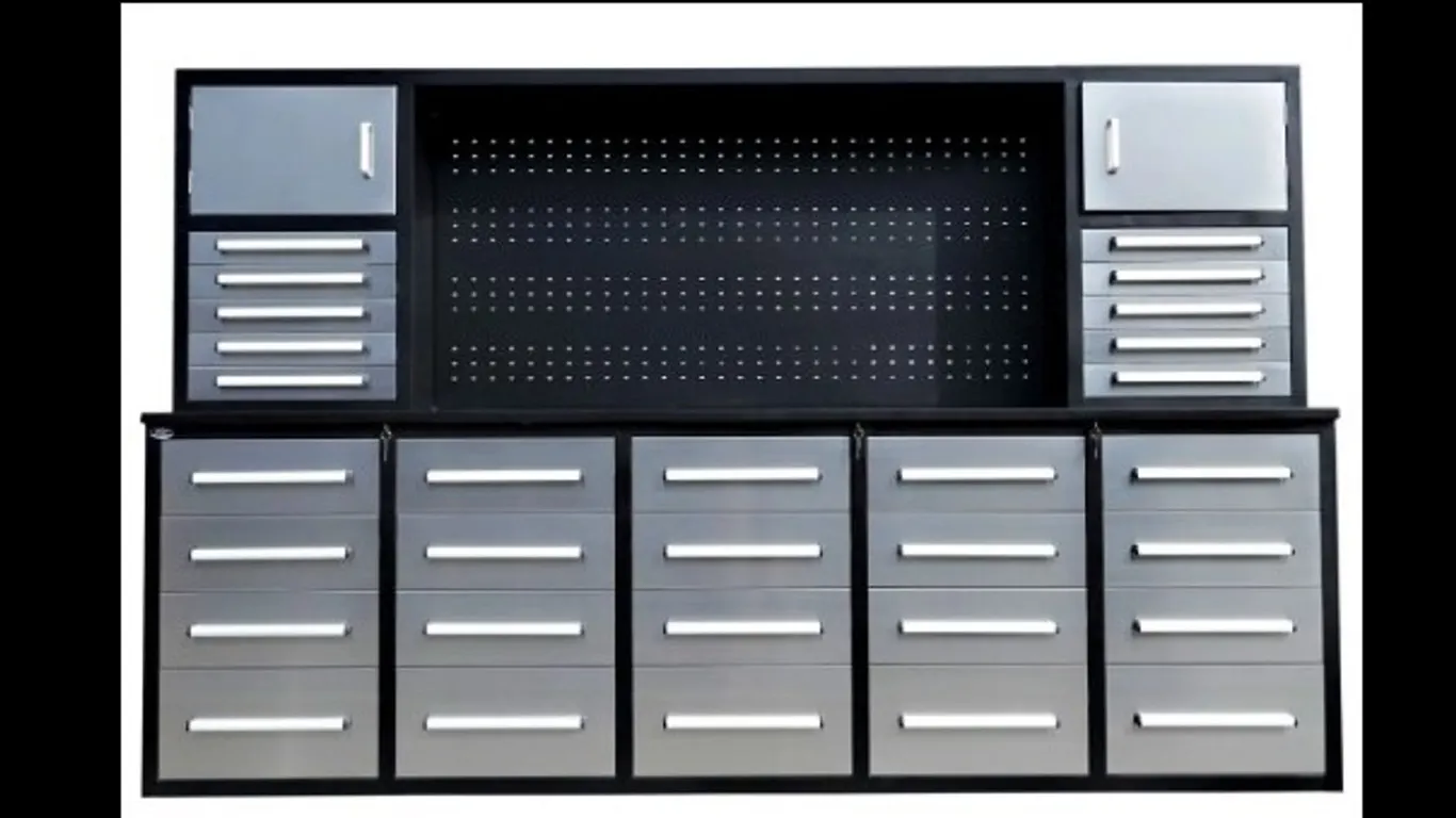 STEELMAN 10' GARAGE CABINET WORKBENCH (30 DRAWERS & 2 CABINETS) - STAINLESS WB-10-30D2-SS