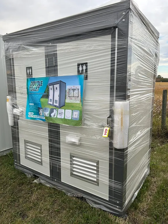 BASTONE PORTABLE RESTROOM 2 PRIVATE TOILET STALLS - GREY MR-BA-2P-G