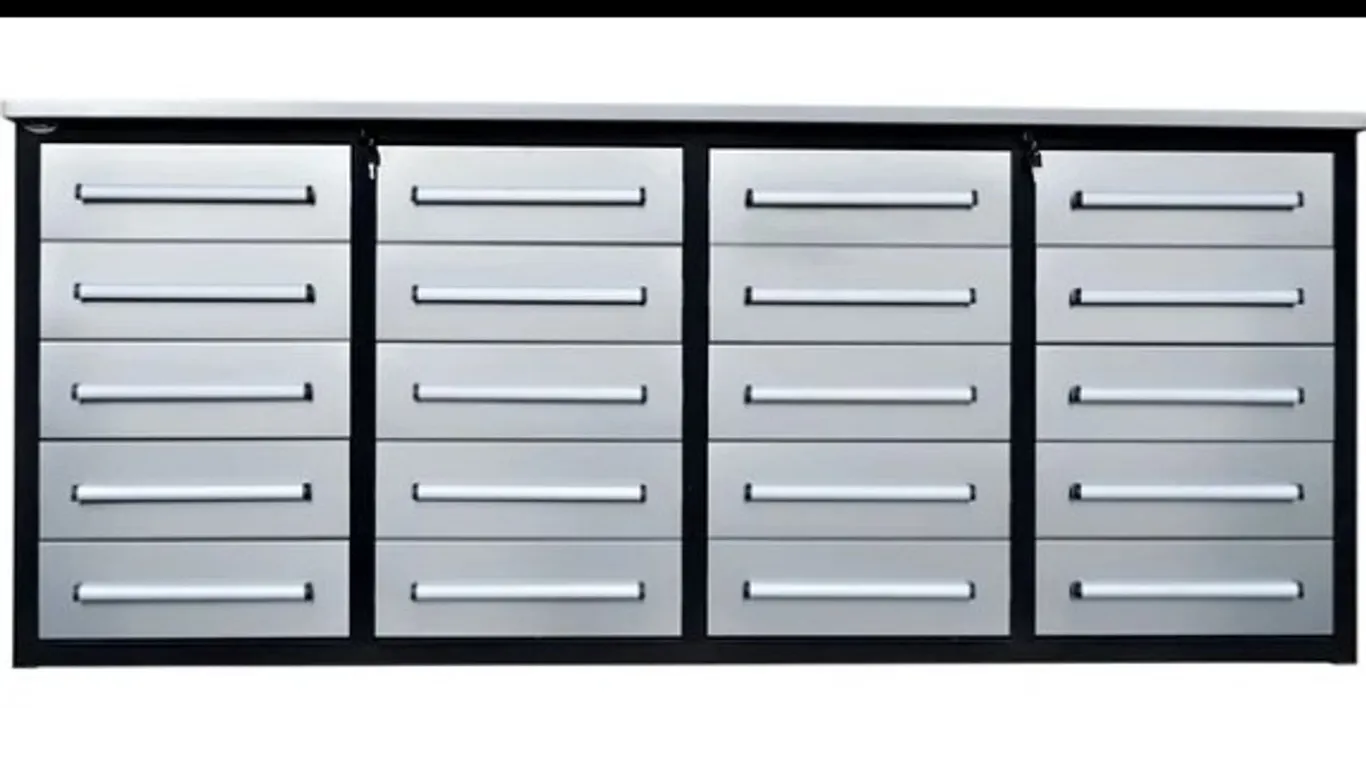 STEELMAN 7' STAINLESS STEEL GARAGE CABINET WORKBENCH (20 DRAWERS) - GRAY WB-7-20D-SS