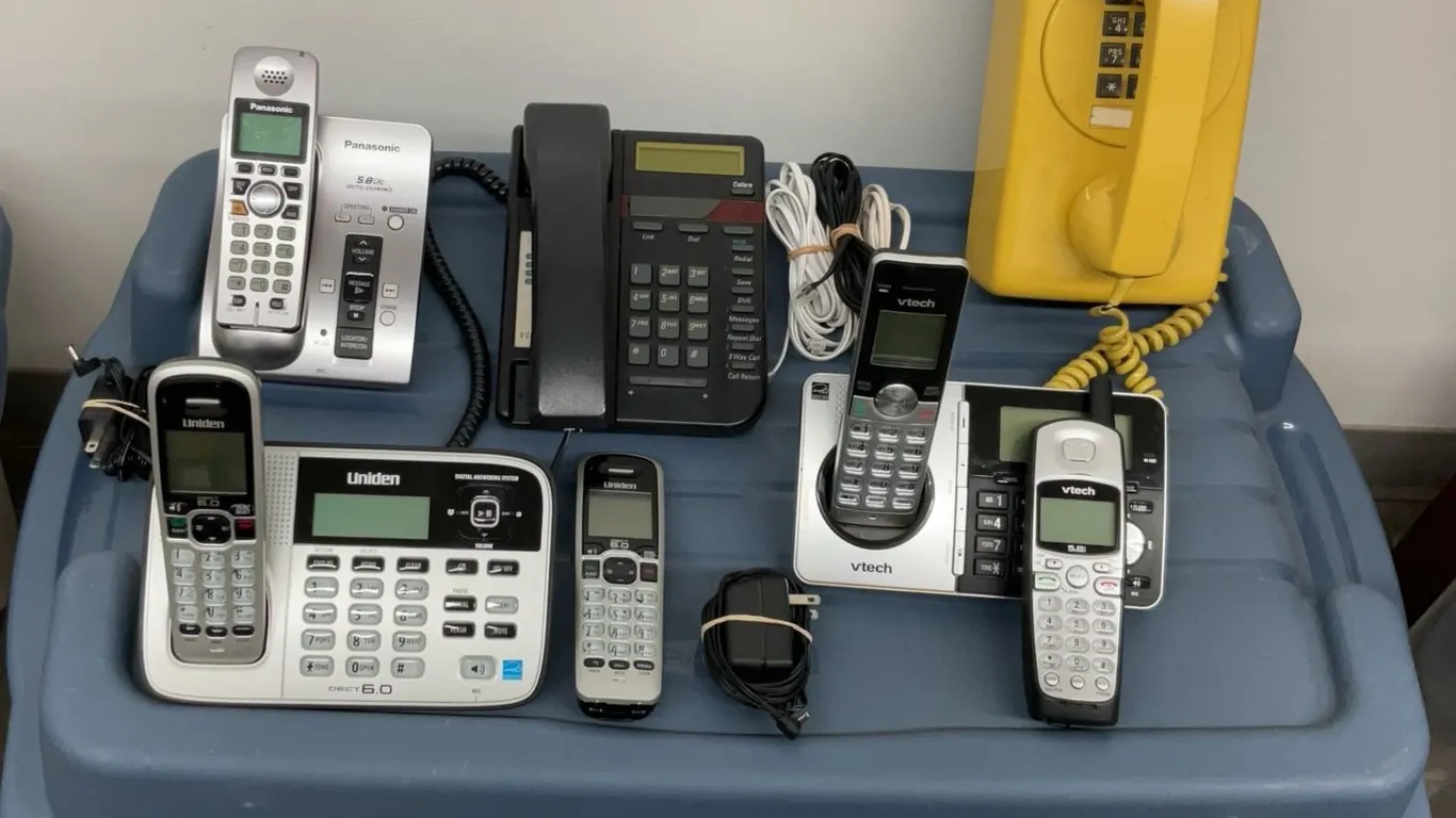 Cordless and Corded Telephones Incl Yellow Wall Model