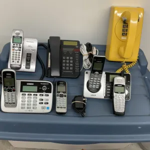 Cordless and Corded Telephones Including Yellow Wall Model, Bin Not Included