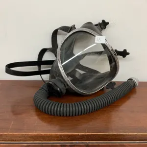 Fire Hall Relic - Vintage Scott Full Facepiece Breathing Mask with Chrome Lens Ring and Hose
