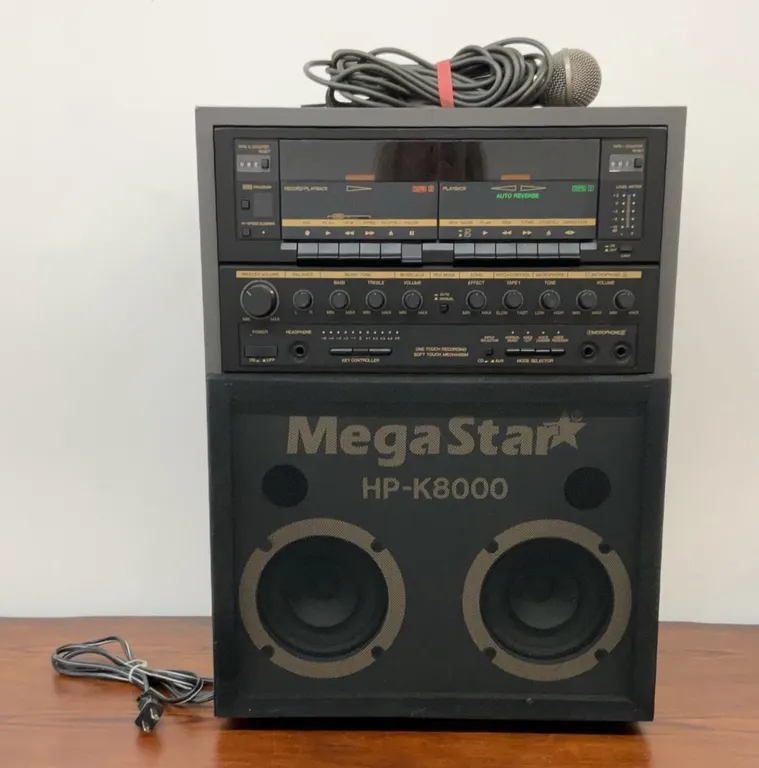 Vintage Panasonic Karaoke Stereo - 8-Track, 2 Cassette Decks, Echo Mic and Tapes