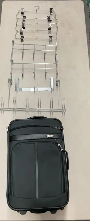 Olympia Rolling Carry-On Suitcase with Metal Multi-Tier Pants Hangers