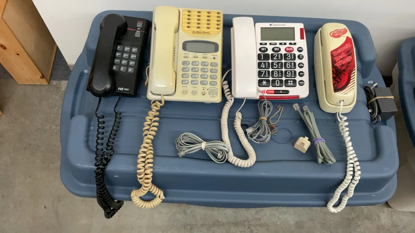 Five Assorted Corded Landline Telephones