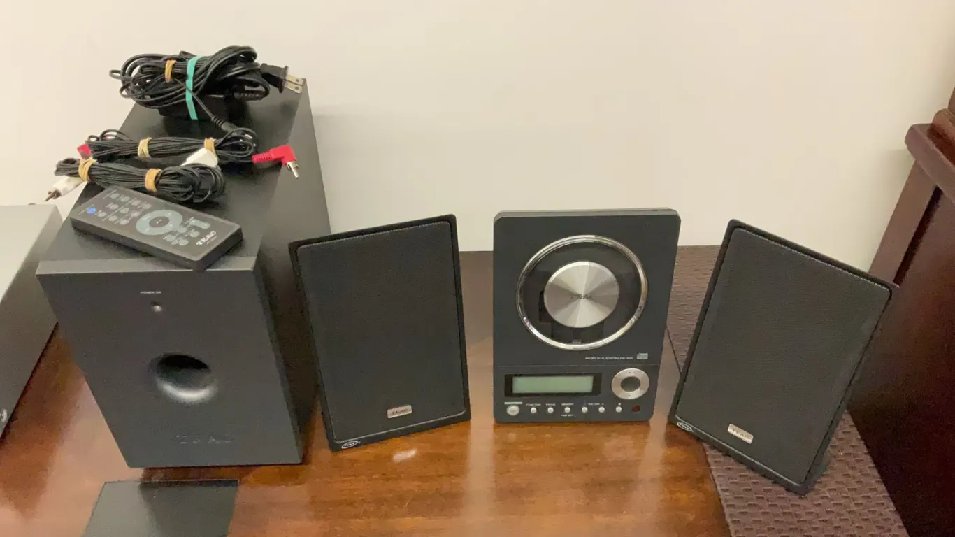 TEAC Micro Hi-Fi System CD-X10 with Speakers, Subwoofer, and Remote Control