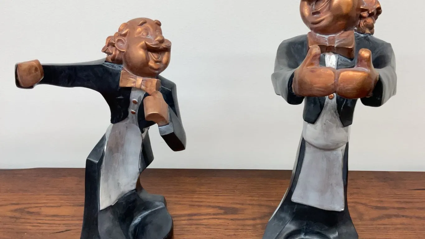 Table for Two - 2 Whimsical Waiter Statues