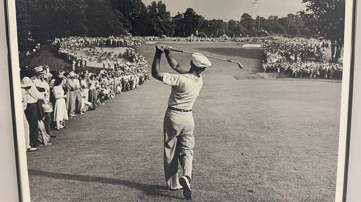 Ben Hogan 1950 U.S. Open 1-Iron Framed Black and White Photo Print