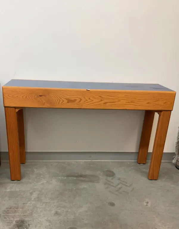 Wood Console Table with Blue Laminate Top