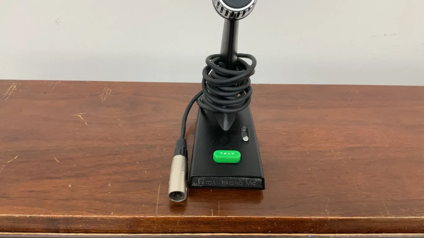 RCA Paging Microphone with Desk Stand and Push-to-Talk Button