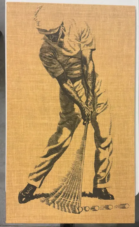 Vintage Screenprinted Golfer Wall Art on Linen/Burlap Canvas