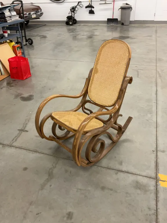 Classic Bentwood Scroll Rocker with Hand Woven Cane Seat and Backrest
