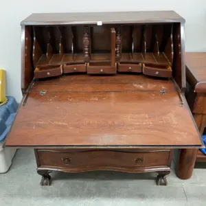 Serpentine Front Walnut Slant Front Secretary Desk 