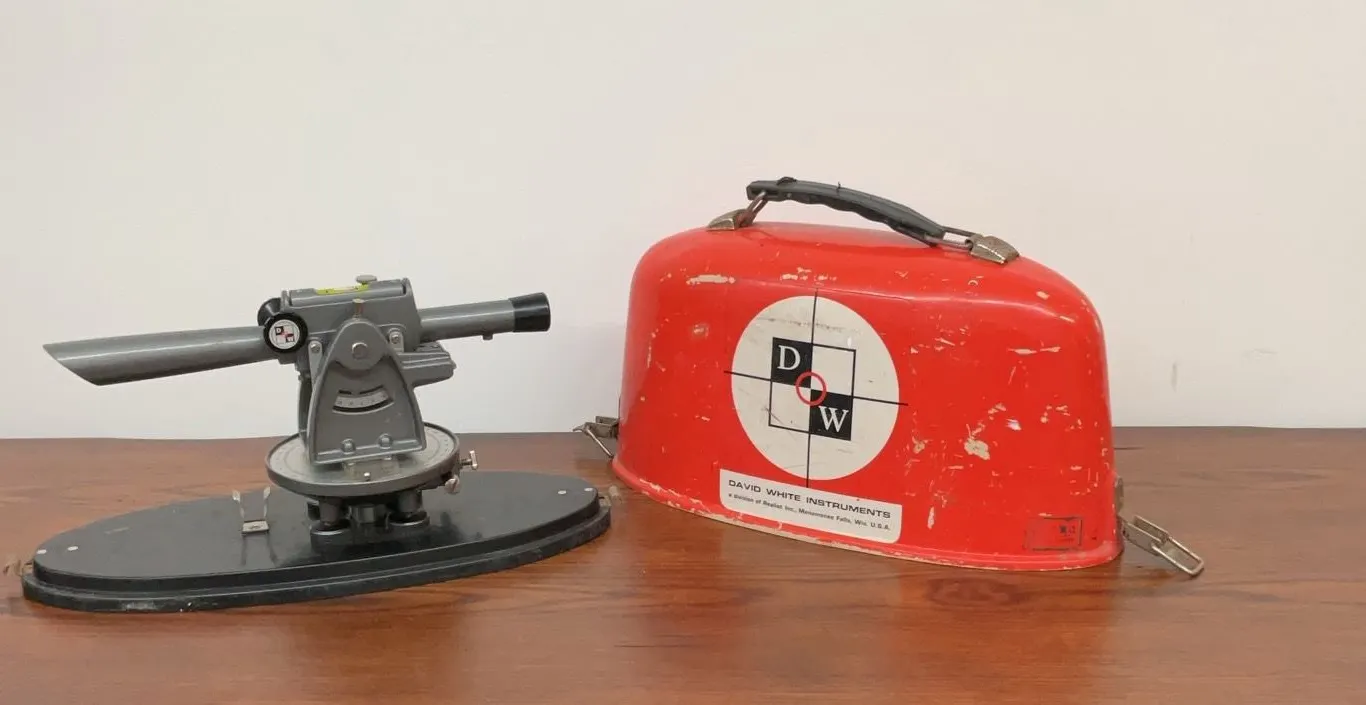 Surveyor's Instrument with Original Red Metal Case