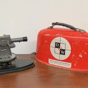 Surveyor's Instrument with Original Red Metal Case