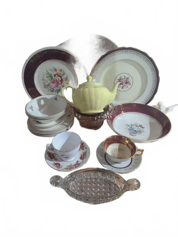 English Fine China and Glass Serving Set, Paragon, Johnson Bros, Midwinter