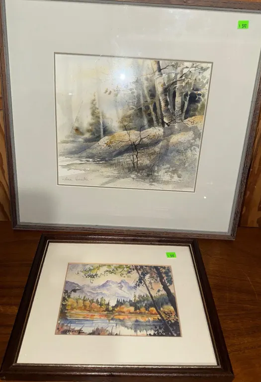 Two Framed Watercolour Landscape Prints with Mattes