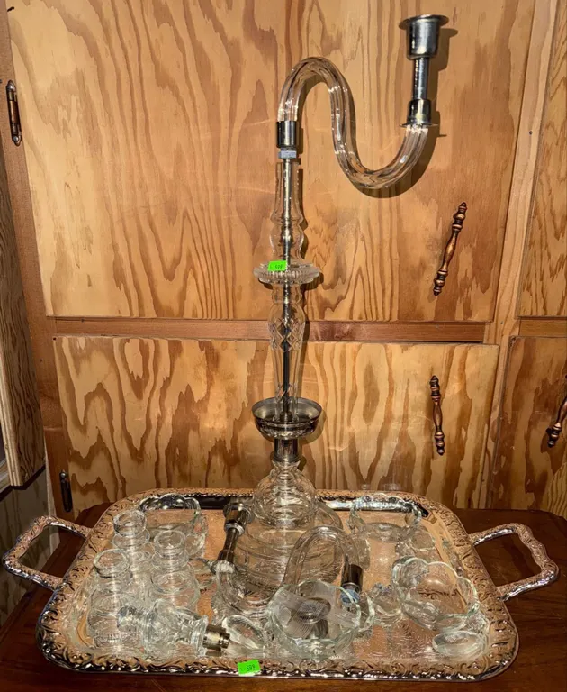 Glass and Metal Hookah Parts with Tray, Build-Your-Own Hookah Components