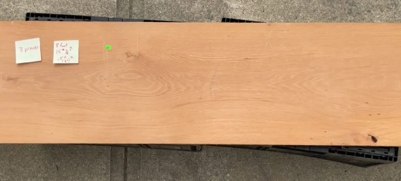 Three Black Cherry Wood Boards, Each 8 ft x 15 3/8 in x 1/2 in
