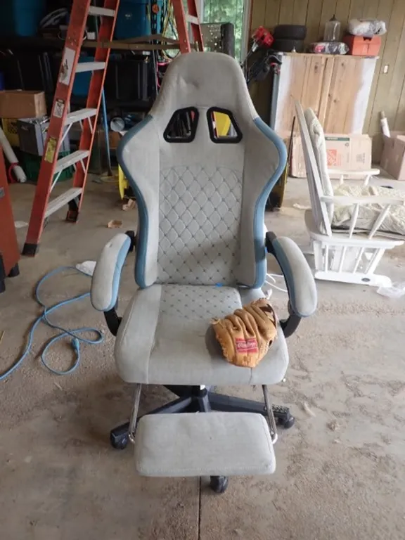 Rawlings Baseball Glove with Softball and GTPlayer Gaming Chair