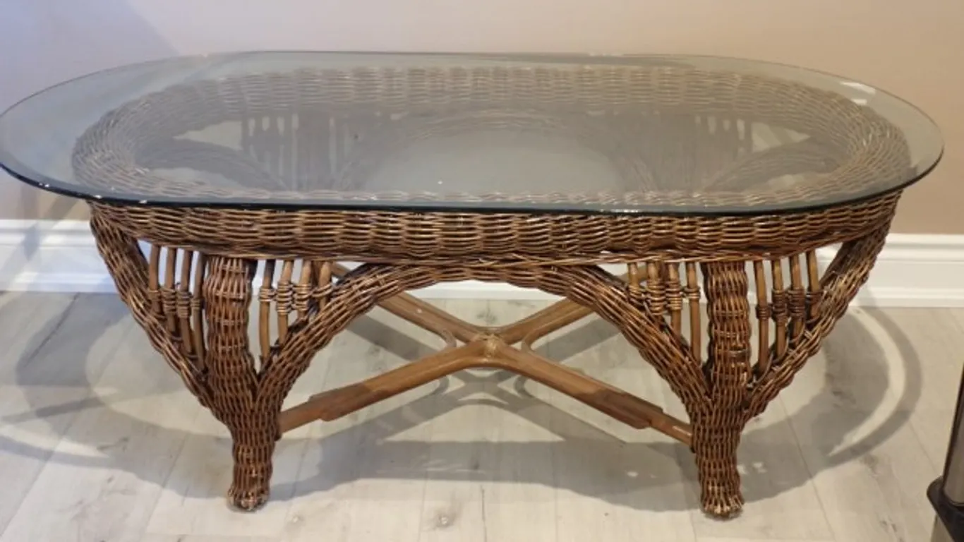 Oval Glass & Wicker