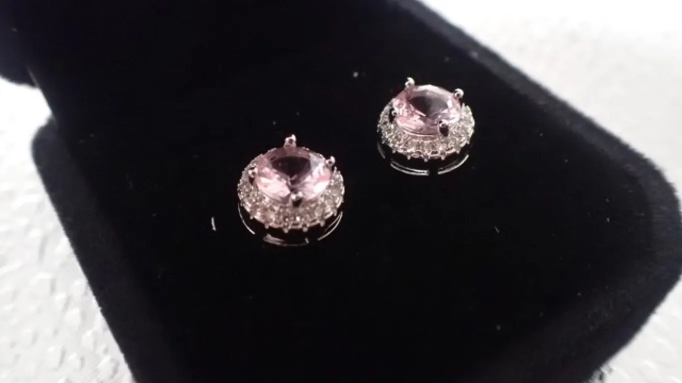 Pink Simulated Diamond Earrings