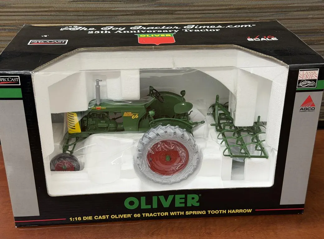 Oliver 66 Cast Tractor with Spring Tooth Harrow - 1/16