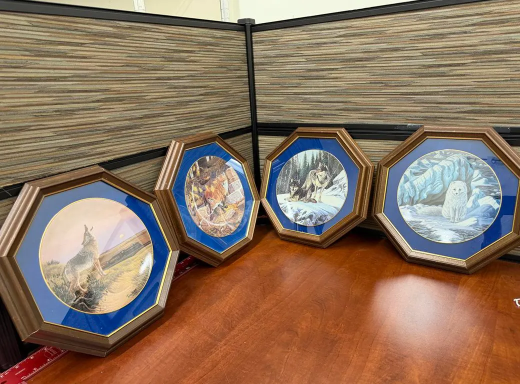 (4) Terry McLean Plates - Frame: Night Calls, Winter Vigil, Wily Hunters & Proud and Free