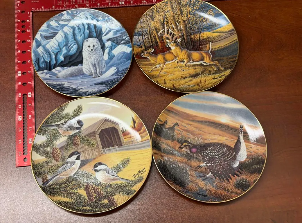 (4) Terry McLean Plates - Winter Vigil, Local Legend, Sundown Gathering & Prairie Dancer