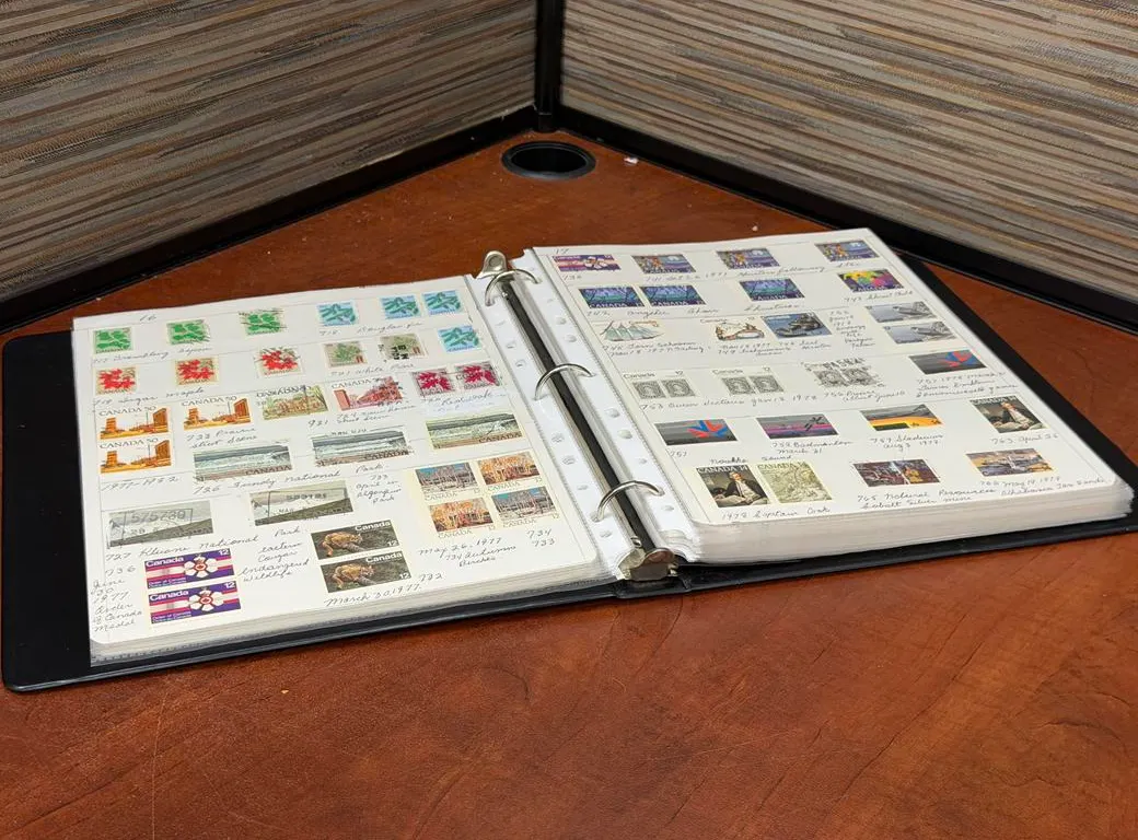Postage Stamp Collection Binder - Approx 35 Pages