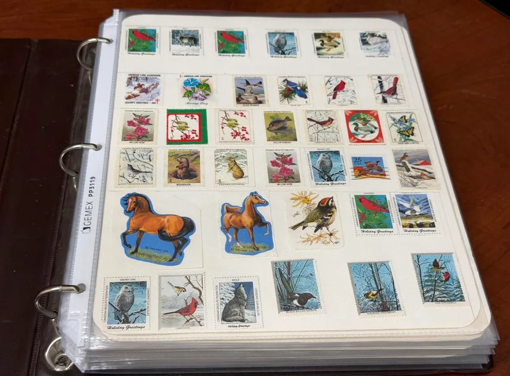 Postage Stamp Collection Binder - Approx 29 Pages