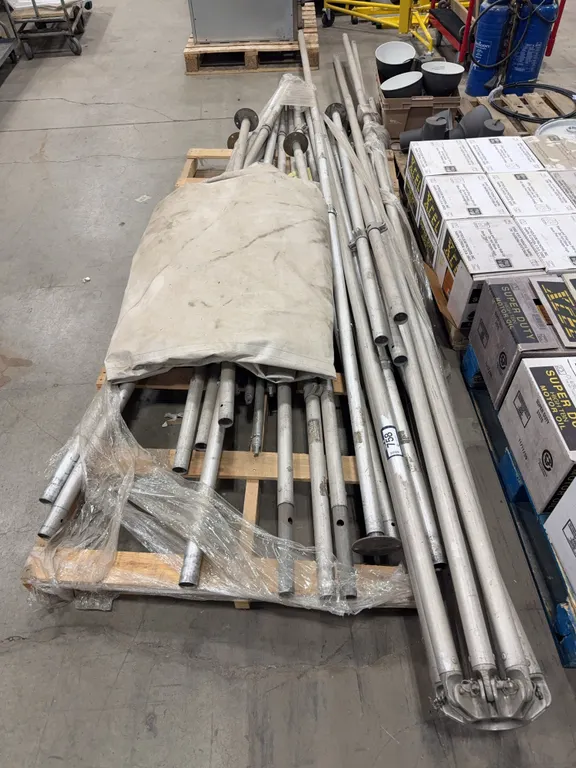 Pallet of Tent Frame and Tarp, Etc.