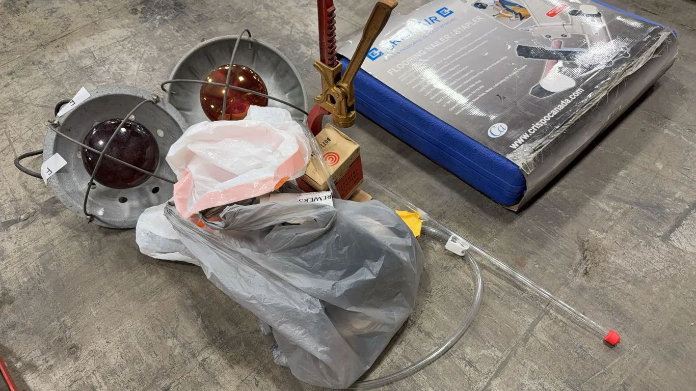 Lot of Asst. Manual Bottle Capper, (2) Heat Lamps, Winemaking Supplies, Etc.