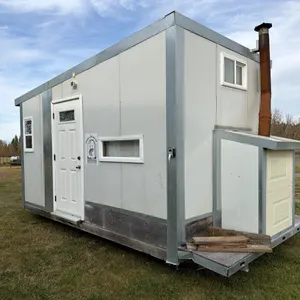 9’x16’ Walleye Hunter Ice fishing Shack on Skids, Wood Heater, Stove, Bathroom, Bunk Beds, Water Heater, More