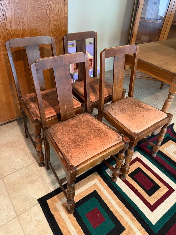 4 Antique Dining Room Chairs w/ Original Seat Covers