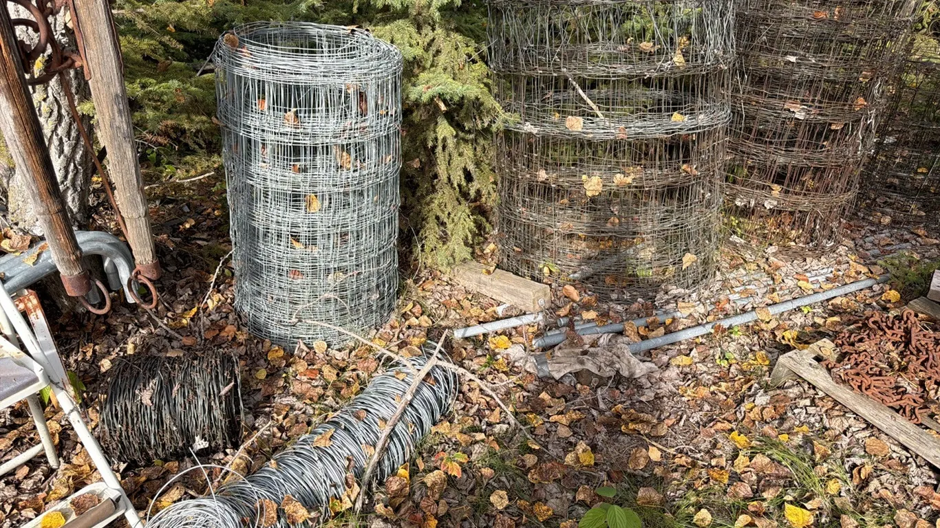 Quantity of Barb, Smooth abd Mesh Wire plus fence posts and supplies not pictured