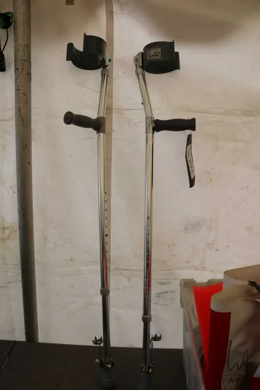 Pair of aluminum crutches