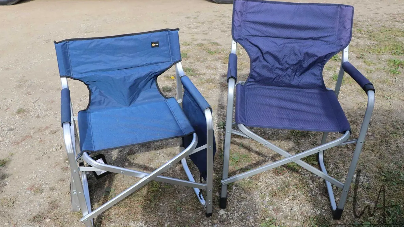 Two folding camp chairs