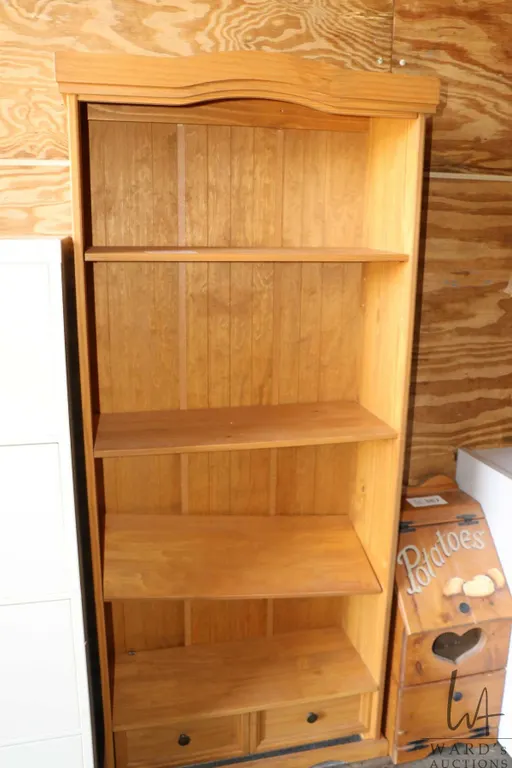 Four tier open wooden shelf