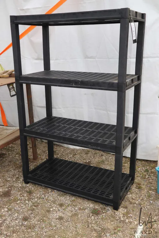 Four tier plastic shelf unit