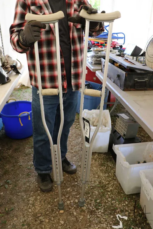 Pair of aluminum crutches