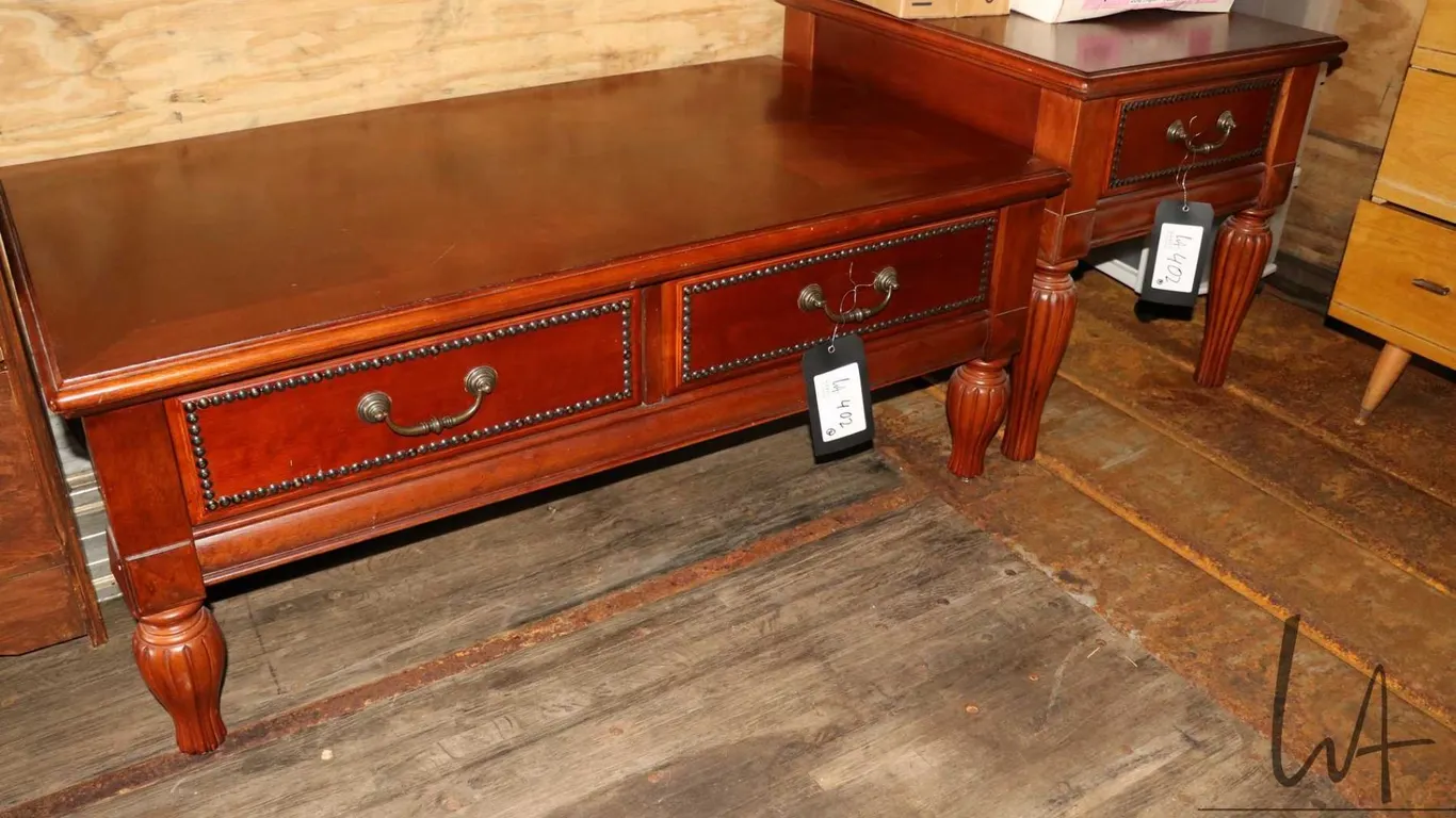 Semi contemporary coffee table and matching side table