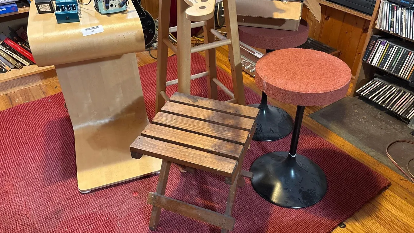 SELECTION OF WOOD CHAIRS & STOOLS