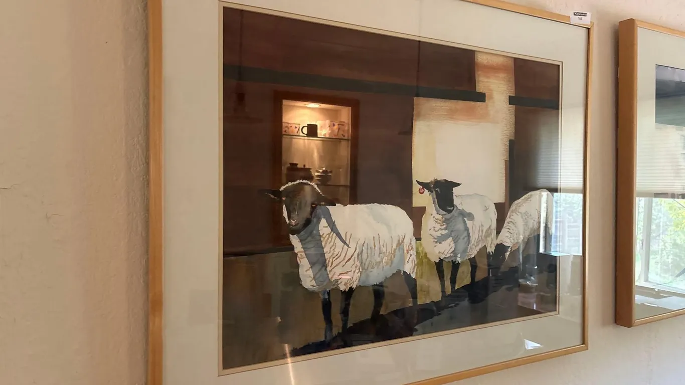 (2) FRAMED SHEEP & CHILD ART PRINTS