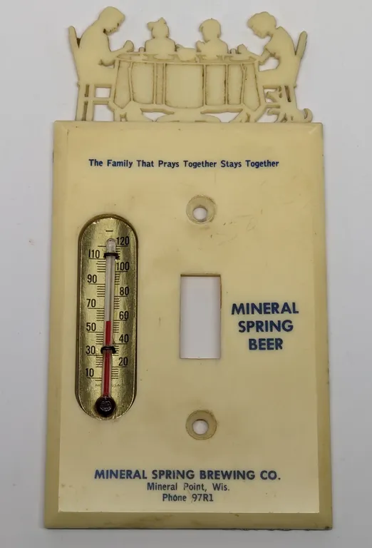 MINERAL SPRING BEER MINERAL POINT WISCONSIN PLASTIC LIGHT SWITCH COVER SIGN