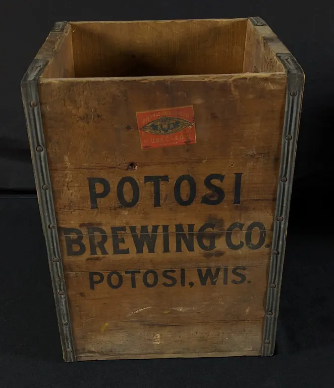 WOOD BEER CASE CRATE POTOSI BREWING CO WISCONSIN PICNIC BOTTLE