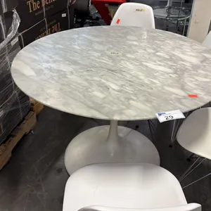 WHITE CARRARA MARBLE 43" ROUND TULIP PEDESTAL TABLE