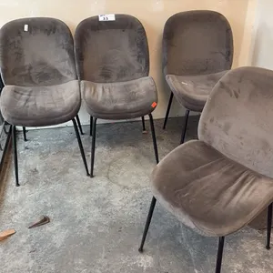 CHARCOAL GREY VELVET ARMLESS SIDE CHAIRS