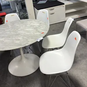 WHITE CONTEMPORARY STACKABLE POLYMER DINING SIDE CHAIRS 4-PCS